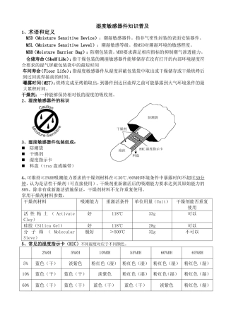 湿敏器件知识普及(1)