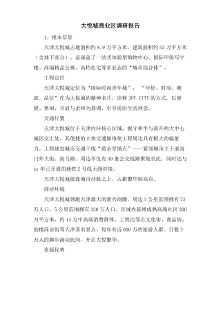 大悦城商业区调研报告