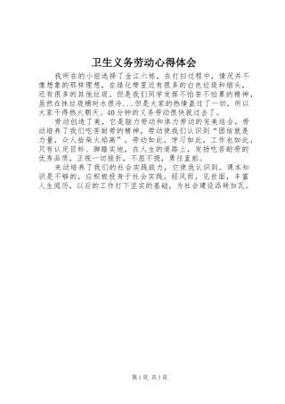卫生义务劳动心得体会