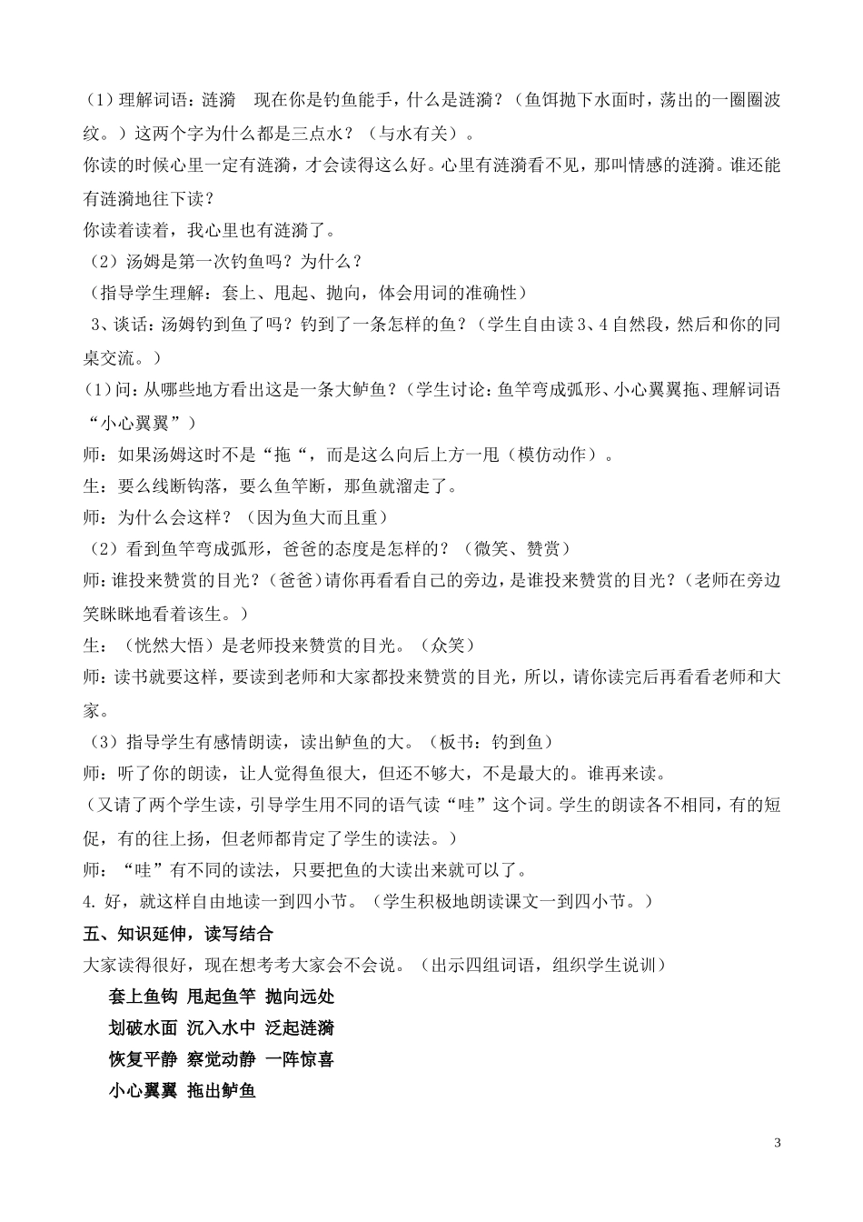 你必须把这条鱼放掉（第一课时）教学设计_第3页