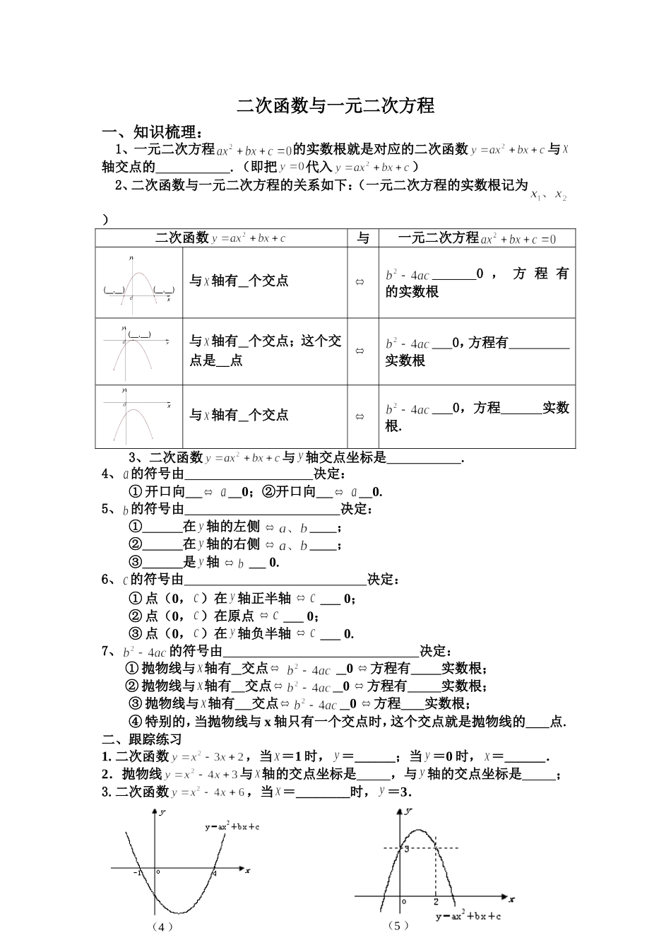 二次函数与一元二次方程_第1页