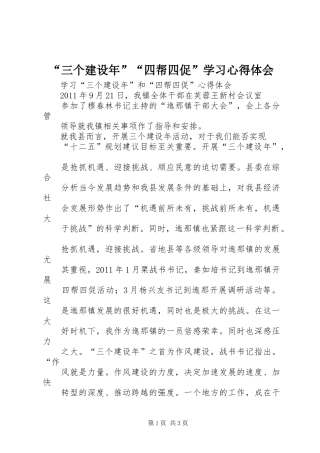 “三个建设年”“四帮四促”学习心得体会