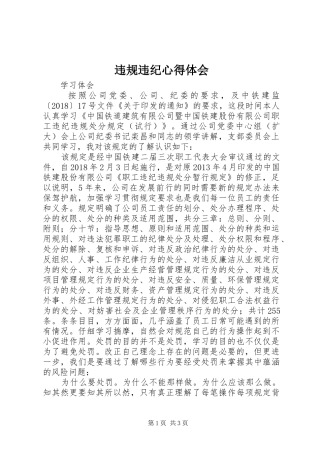 违规违纪心得体会