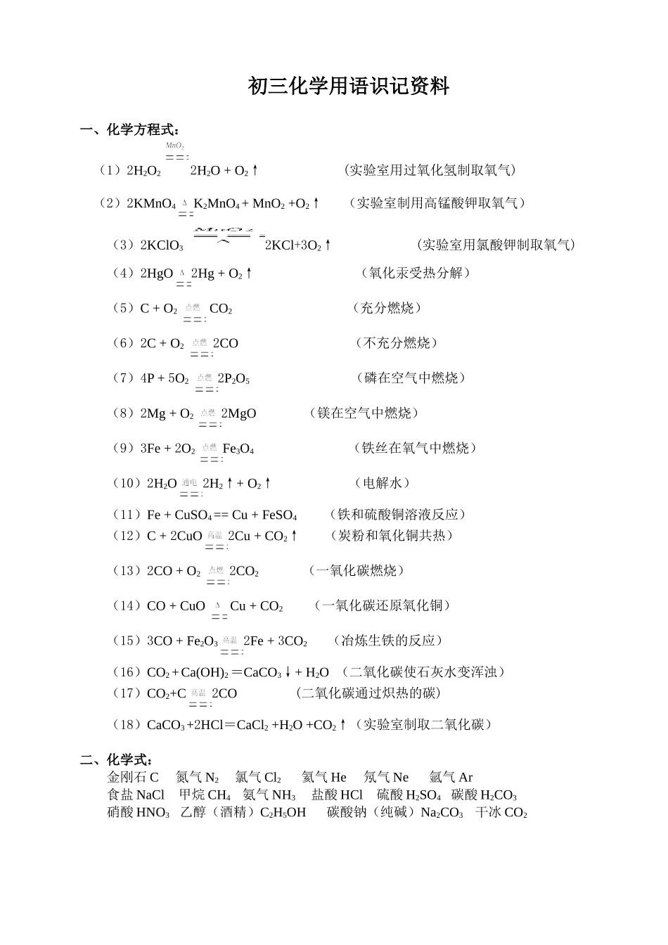 初三化学用语识记资料1_第1页