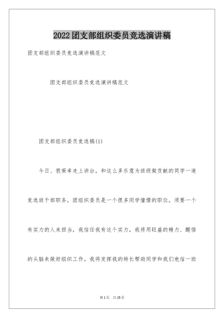 2024团支部组织委员竞选演讲稿_1