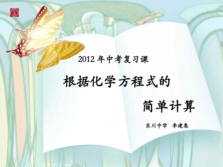 2012年中考复习化学方程式的简单计算_第1页