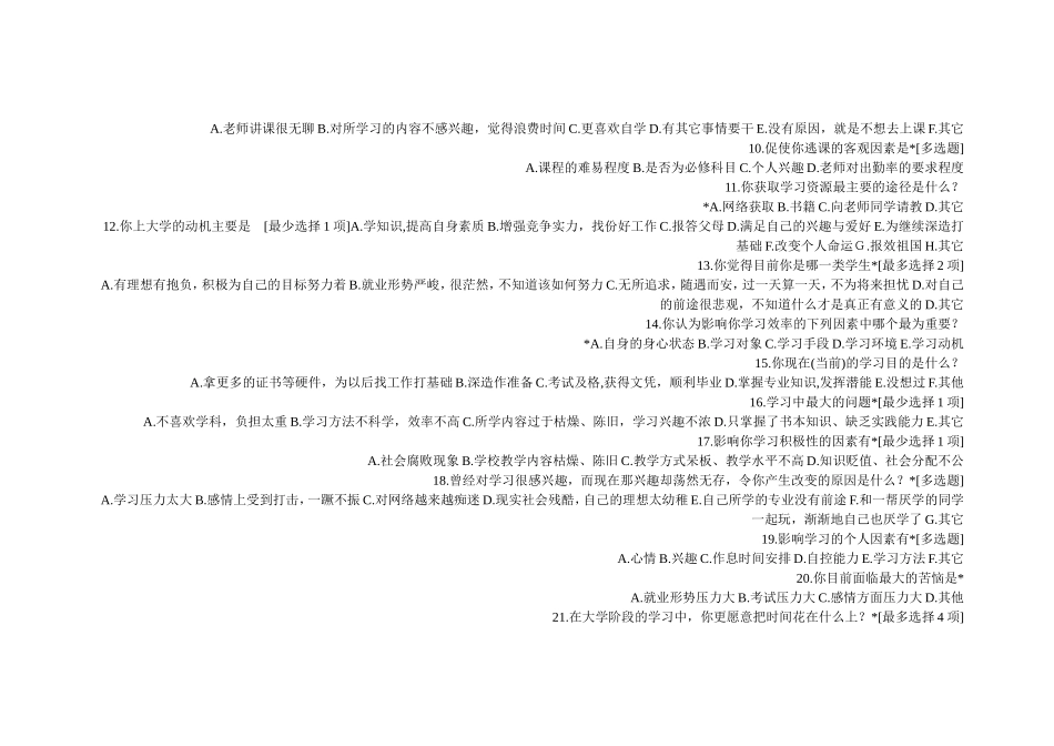 学生学习情况问卷调查表_第2页