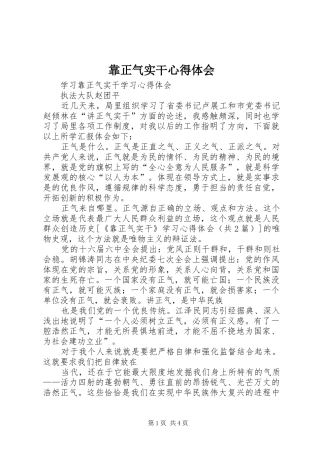 靠正气实干心得体会