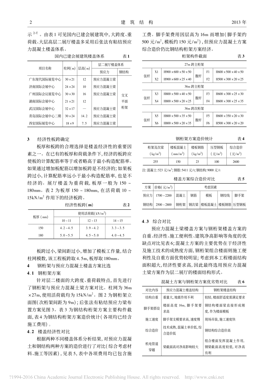 某大型会展中心大跨度楼盖结构体系比选_周建龙_第2页
