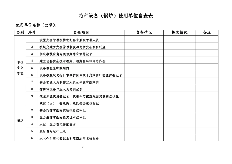 特种设备使用单位安全管理全套自查表_第3页