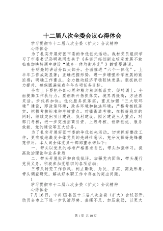 十二届八次全委会议心得体会