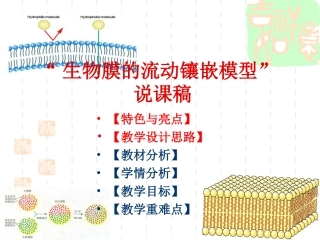 人教版教学素材说课_生物膜的流动镶嵌模型 上学期