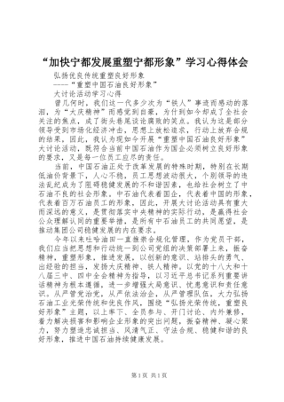 “加快宁都发展重塑宁都形象”学习心得体会
