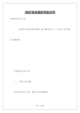 2024安全保证书怎么写