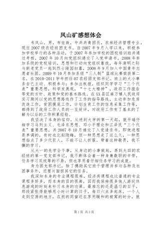 凤山矿感想体会