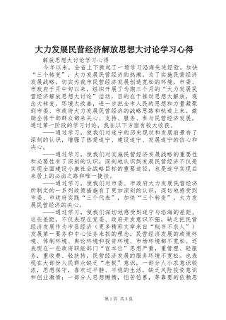 大力发展民营经济解放思想大讨论学习心得