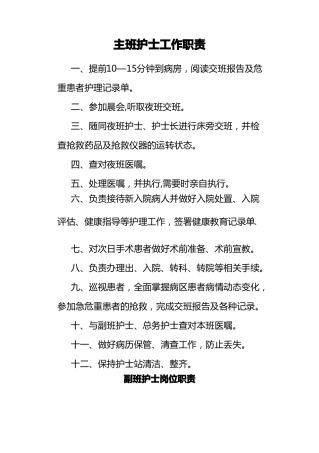 各班护士岗位职责全