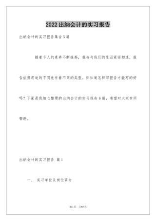 2024出纳会计的实习报告_2