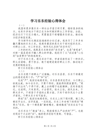 学习乐东经验心得体会