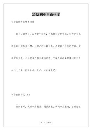 2024初中自由作文