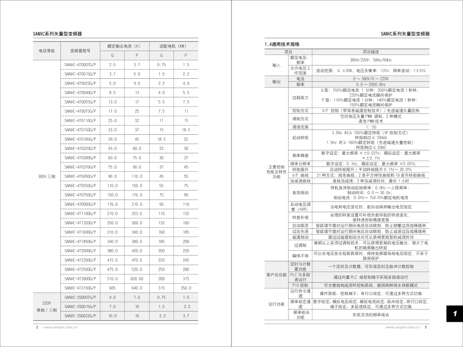 三品科技SANVC系列矢量变频器说明书_第2页