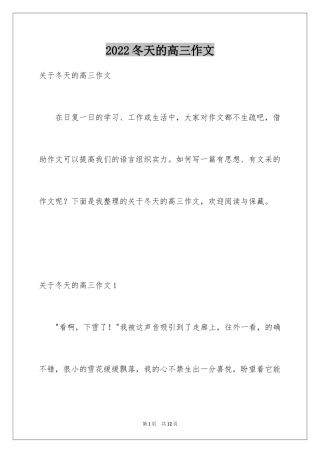 2024冬天的高三作文_2