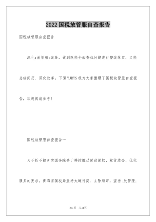 2024国税放管服自查报告