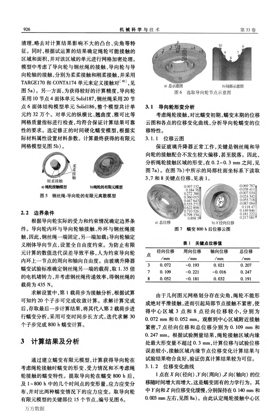考虑接触的汽车玻璃升降器导向轮蠕变变形分析_第3页