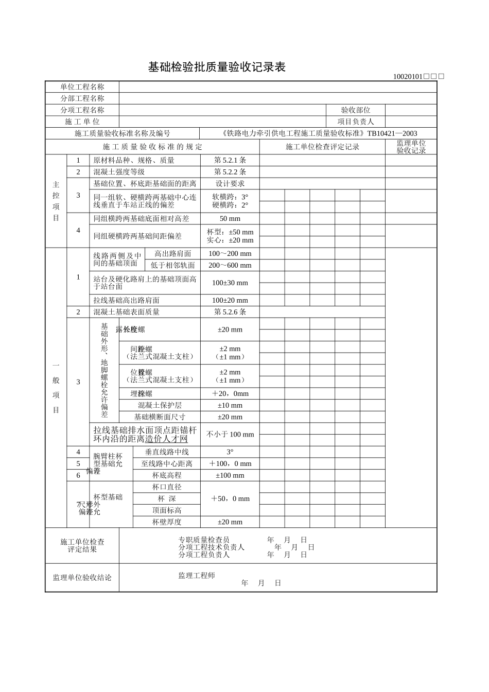 接触网检验批质量验收表格_第1页