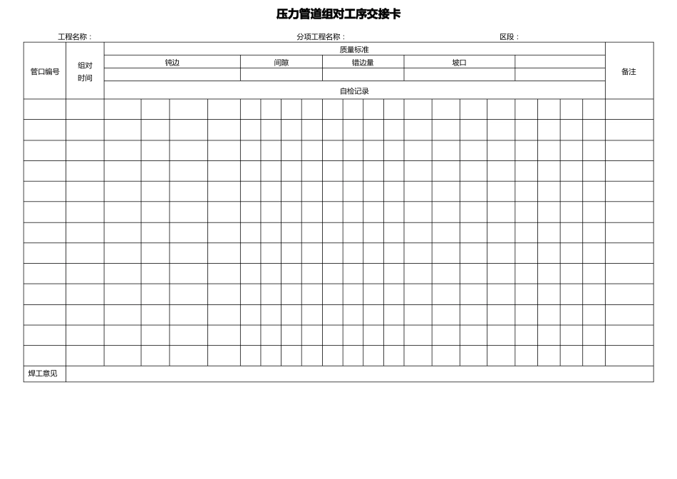 压力管道焊接施工检查记录表_第3页