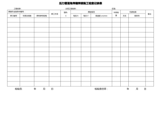 压力管道焊接施工检查记录表