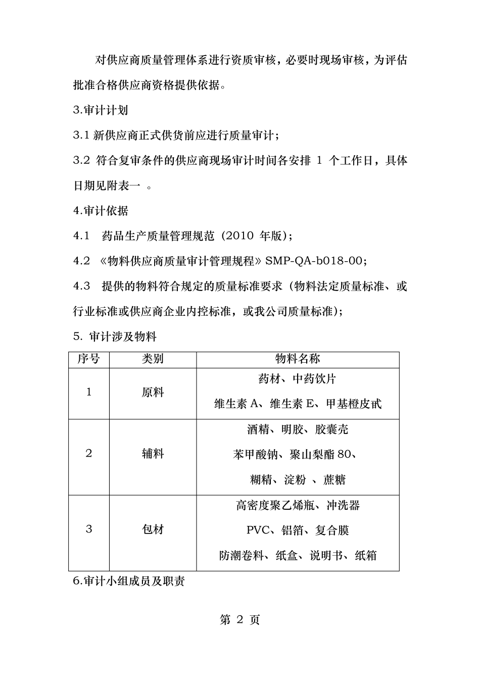 年物料供应商审计方案_第2页