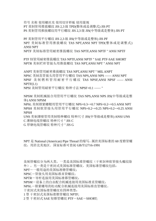 NPT,PT,G各种螺纹的区别