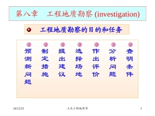 土木工程地质学第八章  工程地质勘察(investigation)