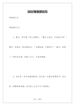 2024唯美排比句