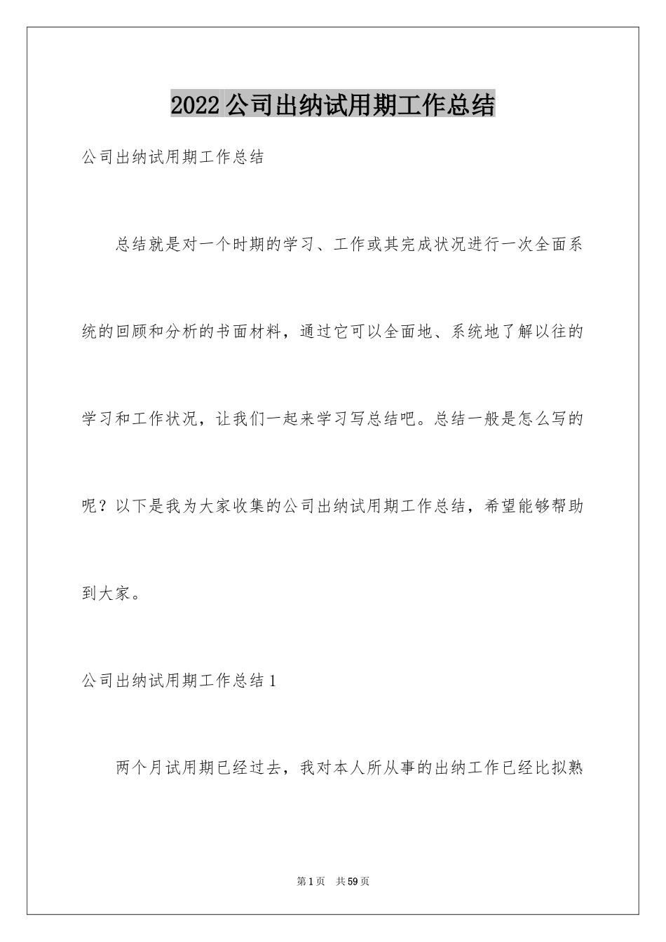 2024公司出纳试用期工作总结_3_第1页