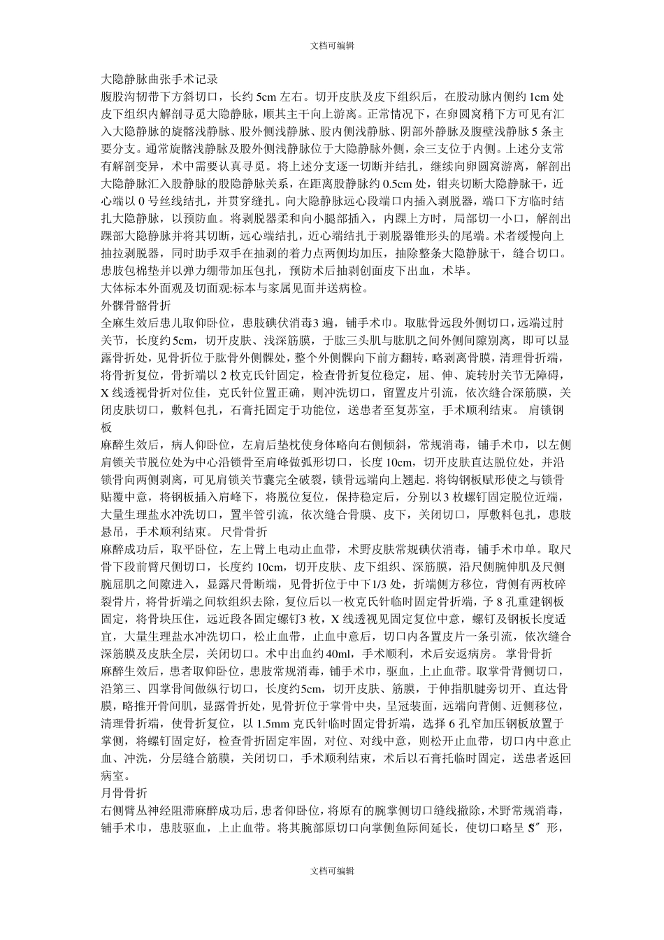 骨科常见手术记录_第1页