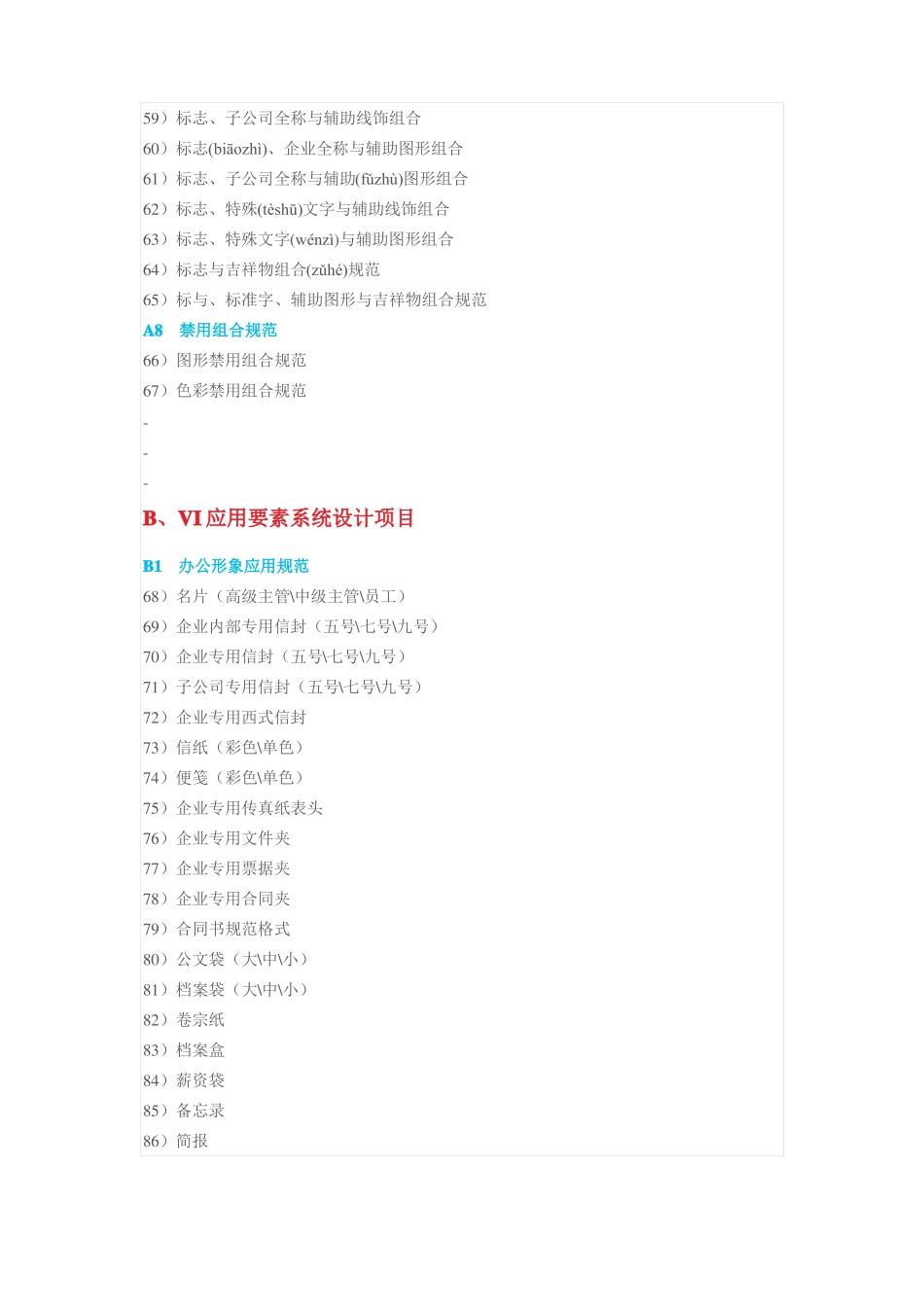 VI设计项目明细清单一览表_第3页