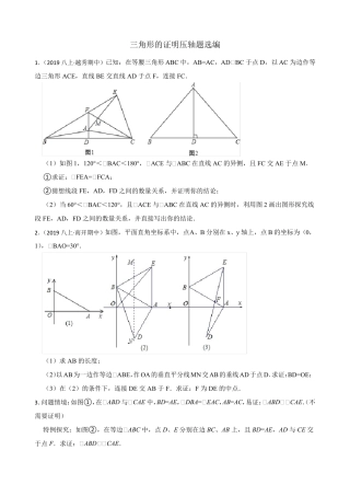 北师大版八下数学三角形的证明压轴题选编