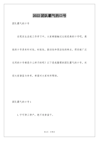 2024团队霸气的口号