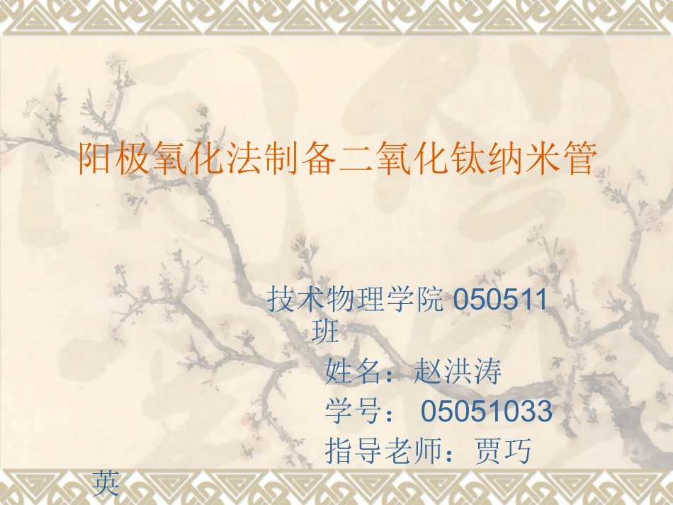 阳极氧化法制备二氧化钛纳米管_第1页