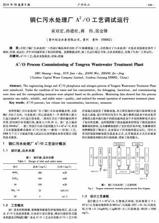 铜仁污水处理广A2O工艺调试运行