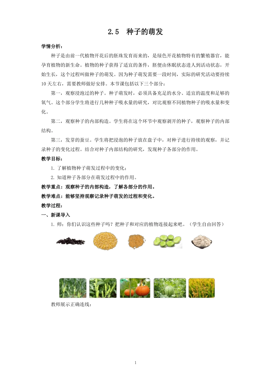 优获奖公开课教案种子的萌发_第1页