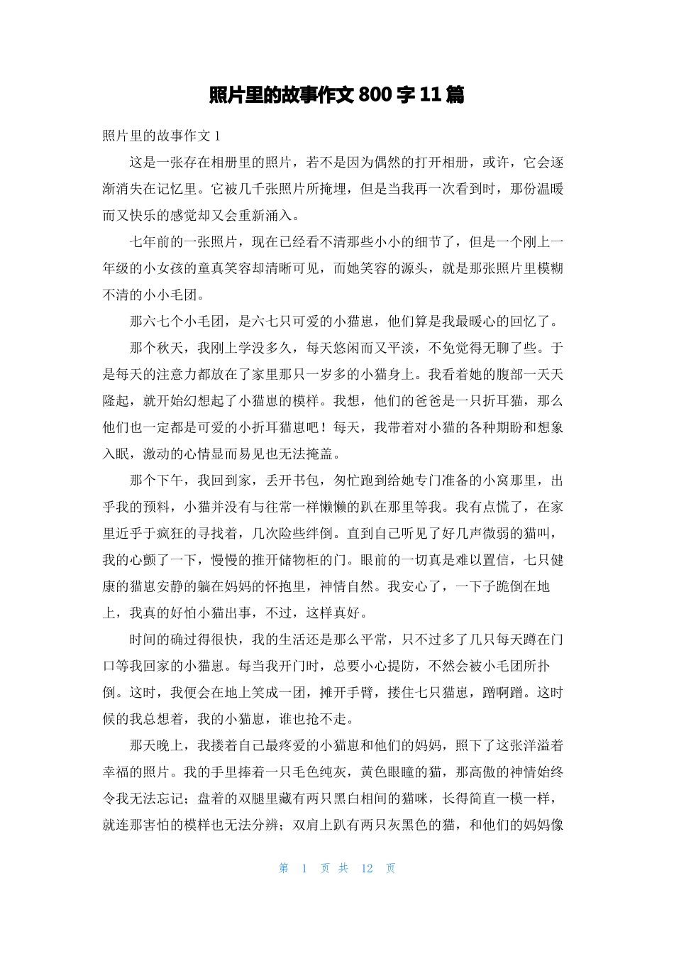 照片里的故事作文800字11篇_第1页