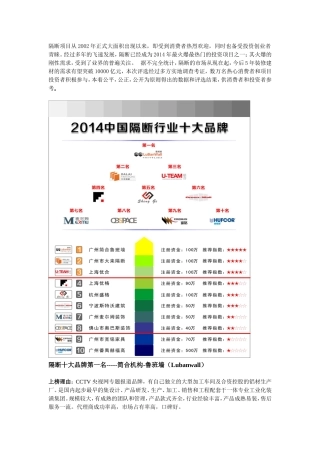 高隔断十大品牌排行榜{权威版}