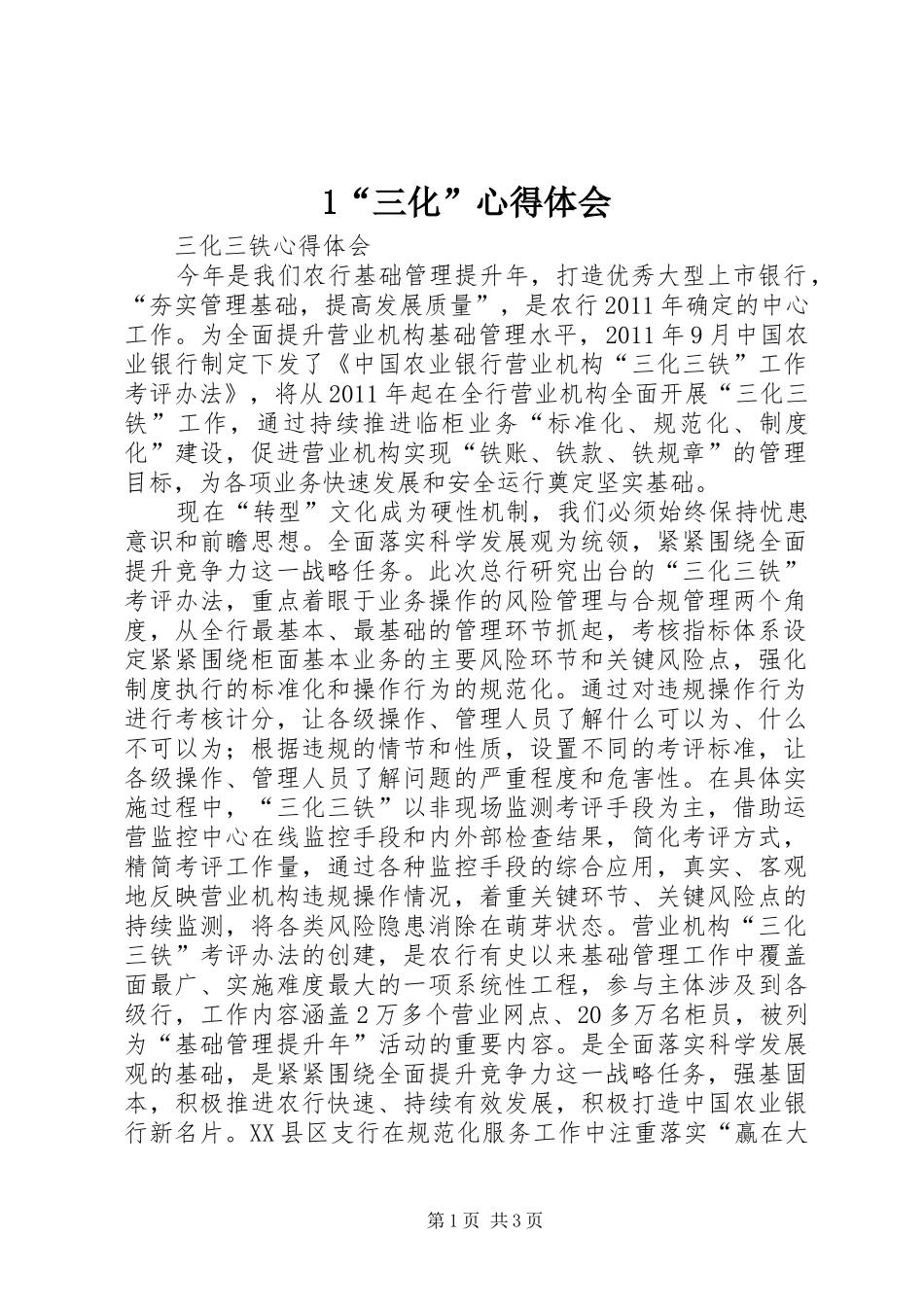 1“三化”心得体会_第1页