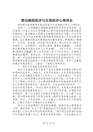 群众路线批评与自我批评心得体会