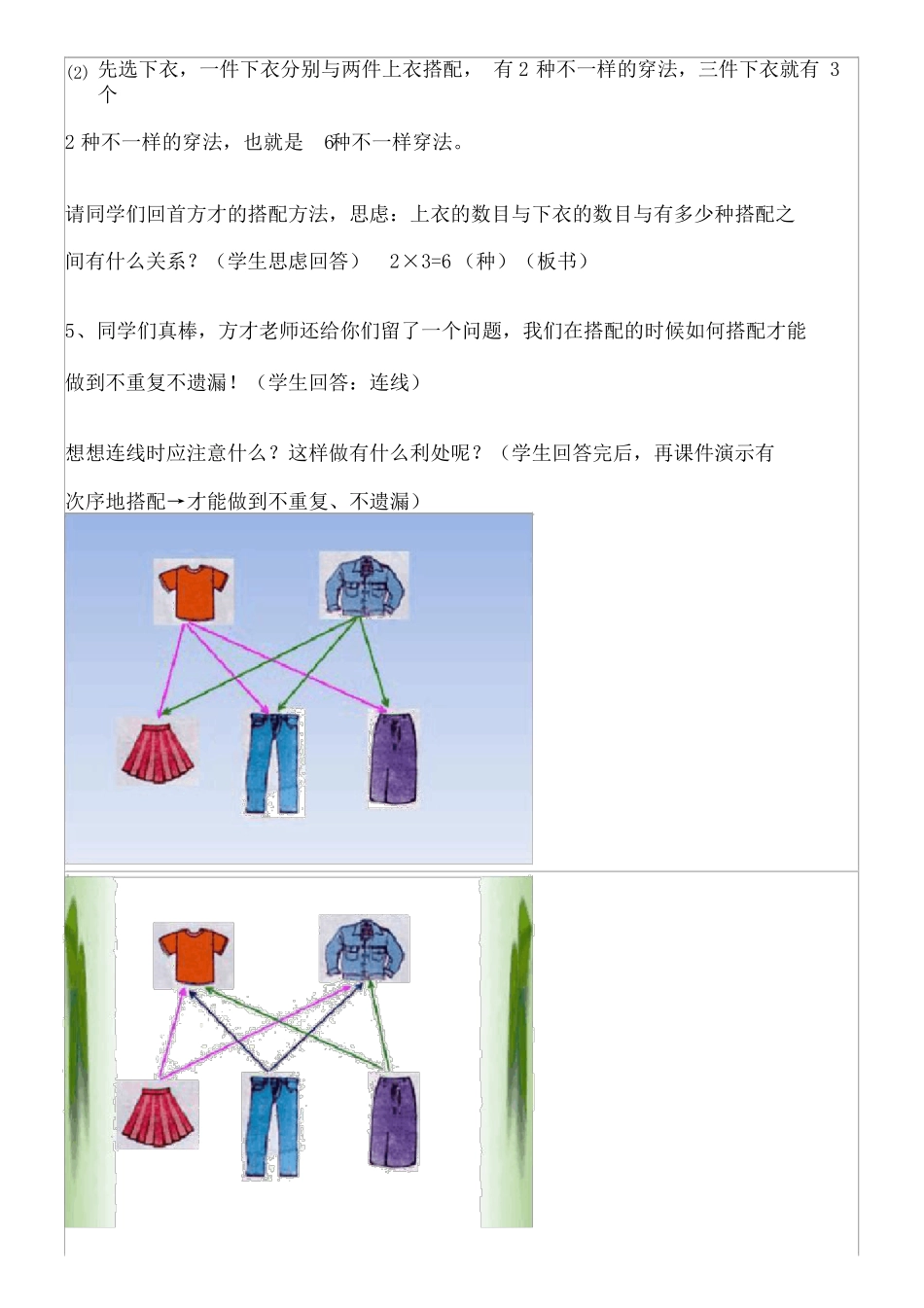 2015人教版三年级下册数学广角搭配教学设计_第3页