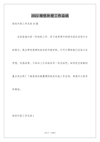 2024培优补差工作总结_2