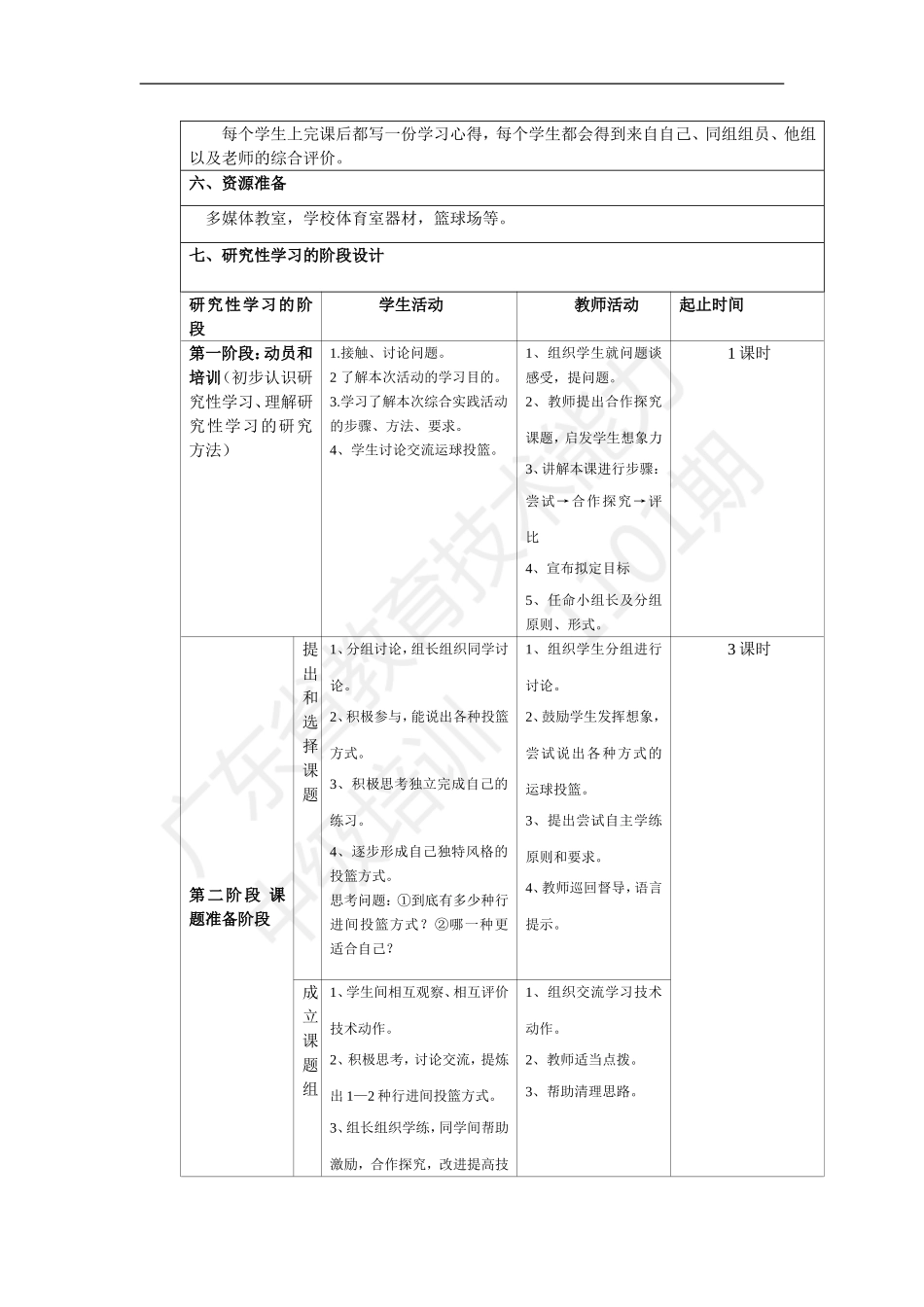 篮球的研究性学习方案设计_第3页